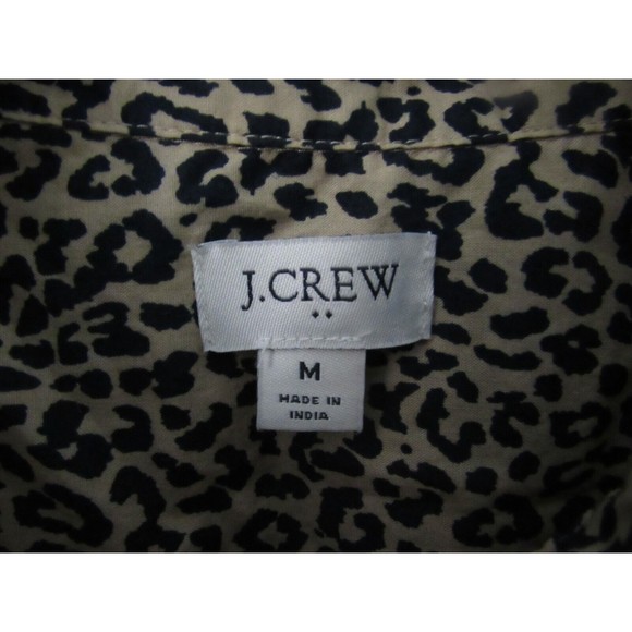 J. Crew Women Blouse Medium Brown Leopard Collared Button Front Casual Fall 2020 - Picture 3 of 5
